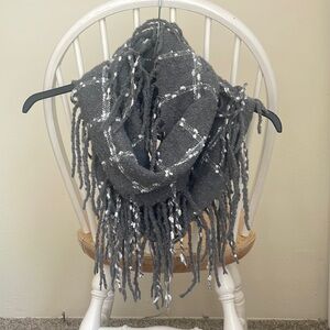 Grey and white Buffalo check infinity scarf